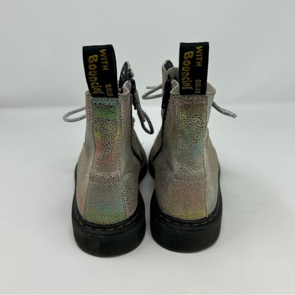 Dr. Martens Pascal White Metallic Rainbow Glitter Lace Up Kids Boots Size 3 - Picture 8 of 15